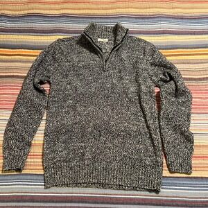 Bleu Ice Mens Size Large Speckled Quarter Zip Knit Sweater Long Sleeve Cotton